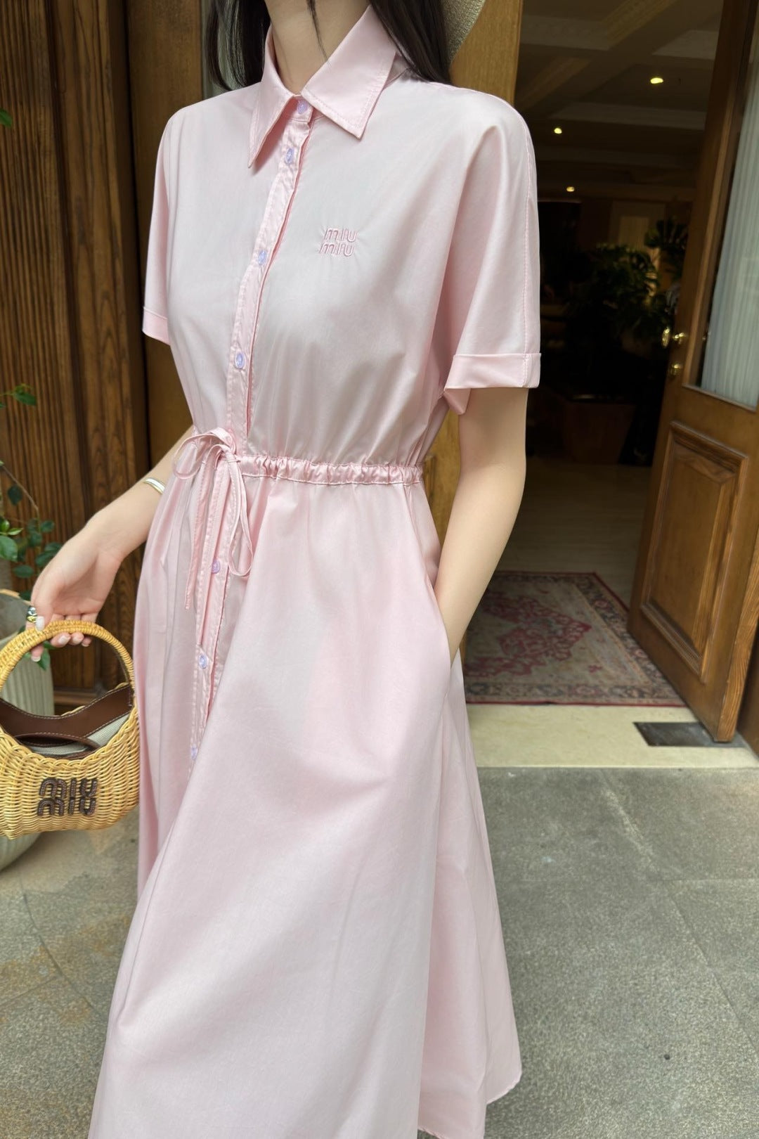 M*u 25ss drawstring shirt dress