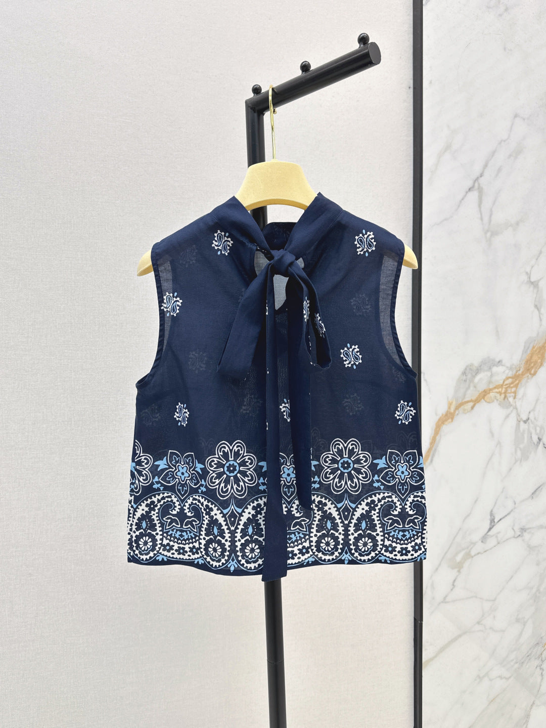M*u 25ss printed linen vest and skirt set