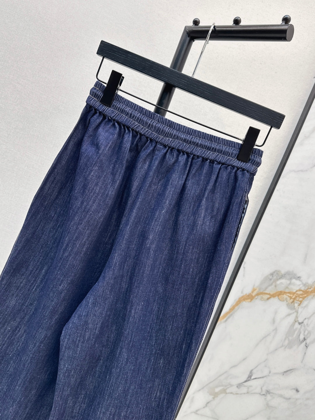 Zim* 25ss tassel trim drawstring flared denim pants
