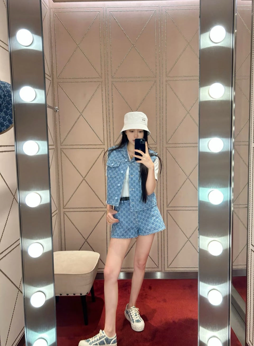 Gu* 25ss GG jacquard denim shorts