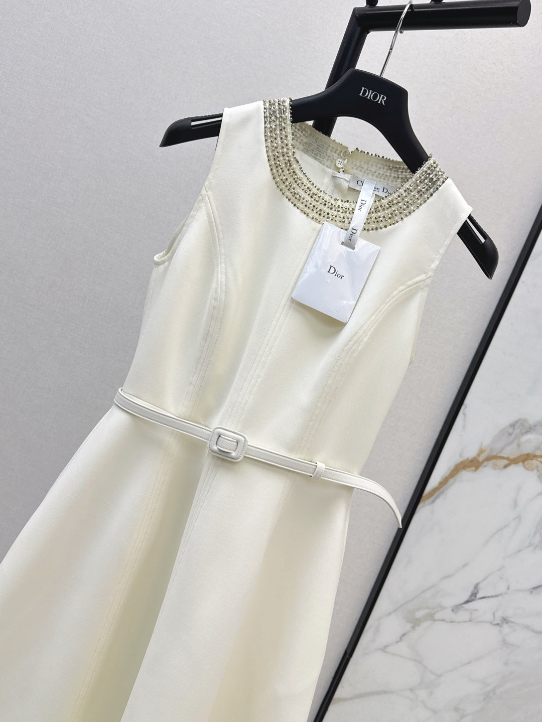 D*r 25ss pearls embroidered belted tunic dress