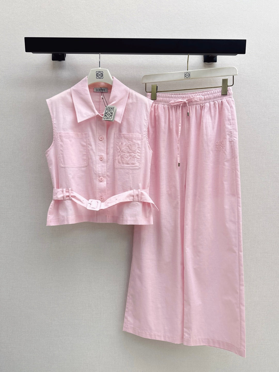 Loe* 25ss embroidered vest and pants set