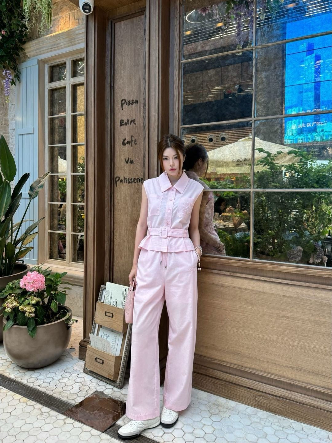 Loe* 25ss embroidered vest and pants set