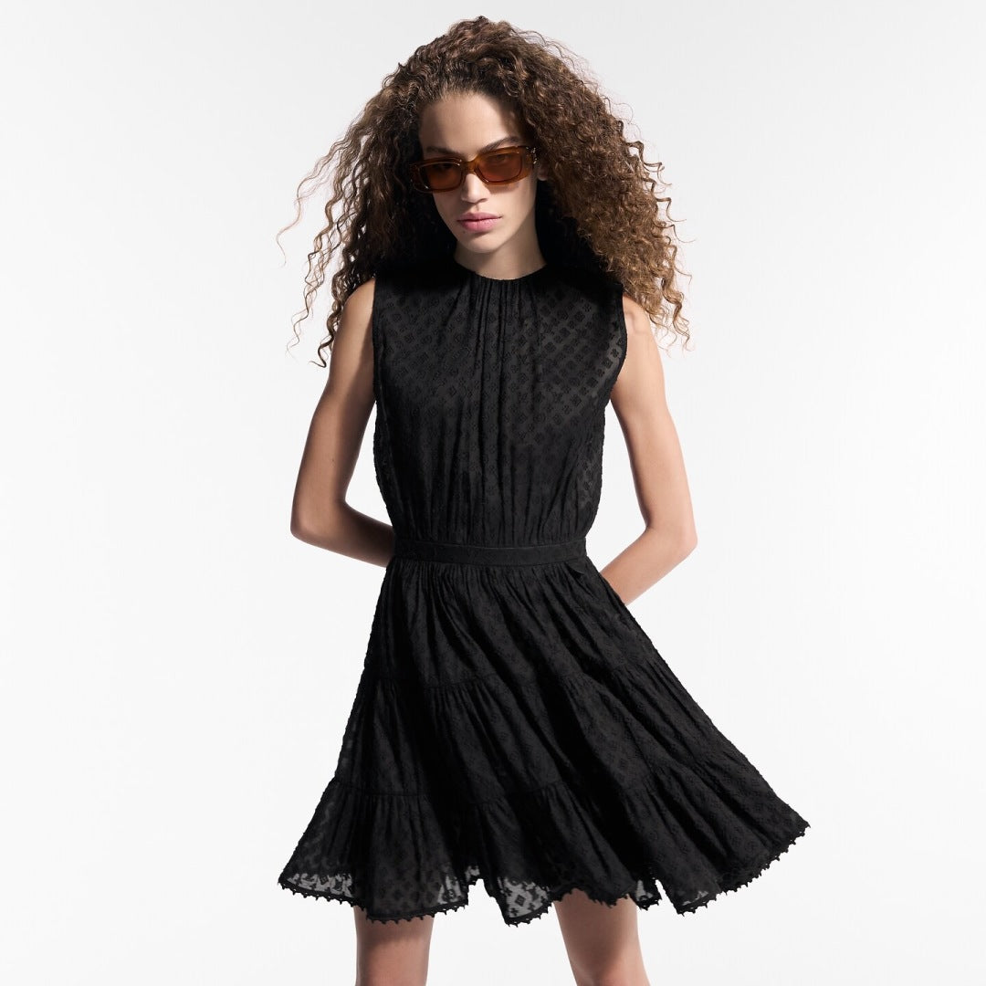 Loui* 25ss monogram jacquard tiered dress
