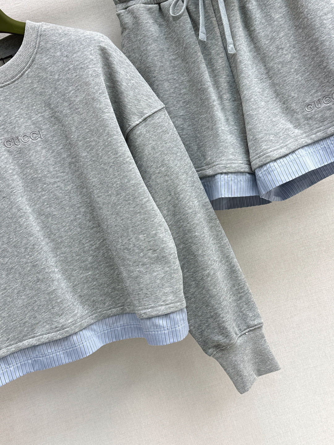 Gu* 25ss embroidered cotton sweatshirt set