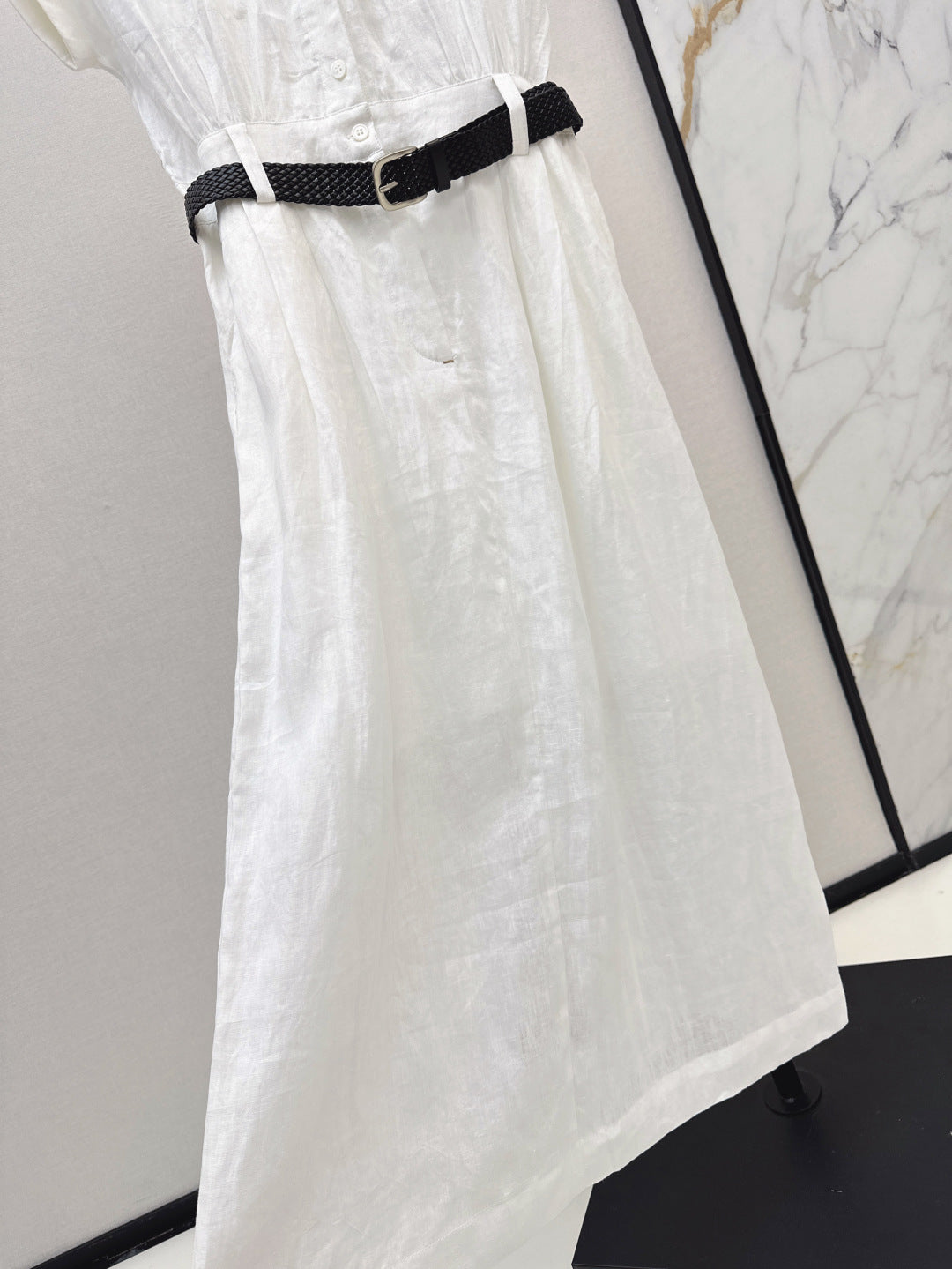 Valen* 25ss belted short-sleeve shirt dress