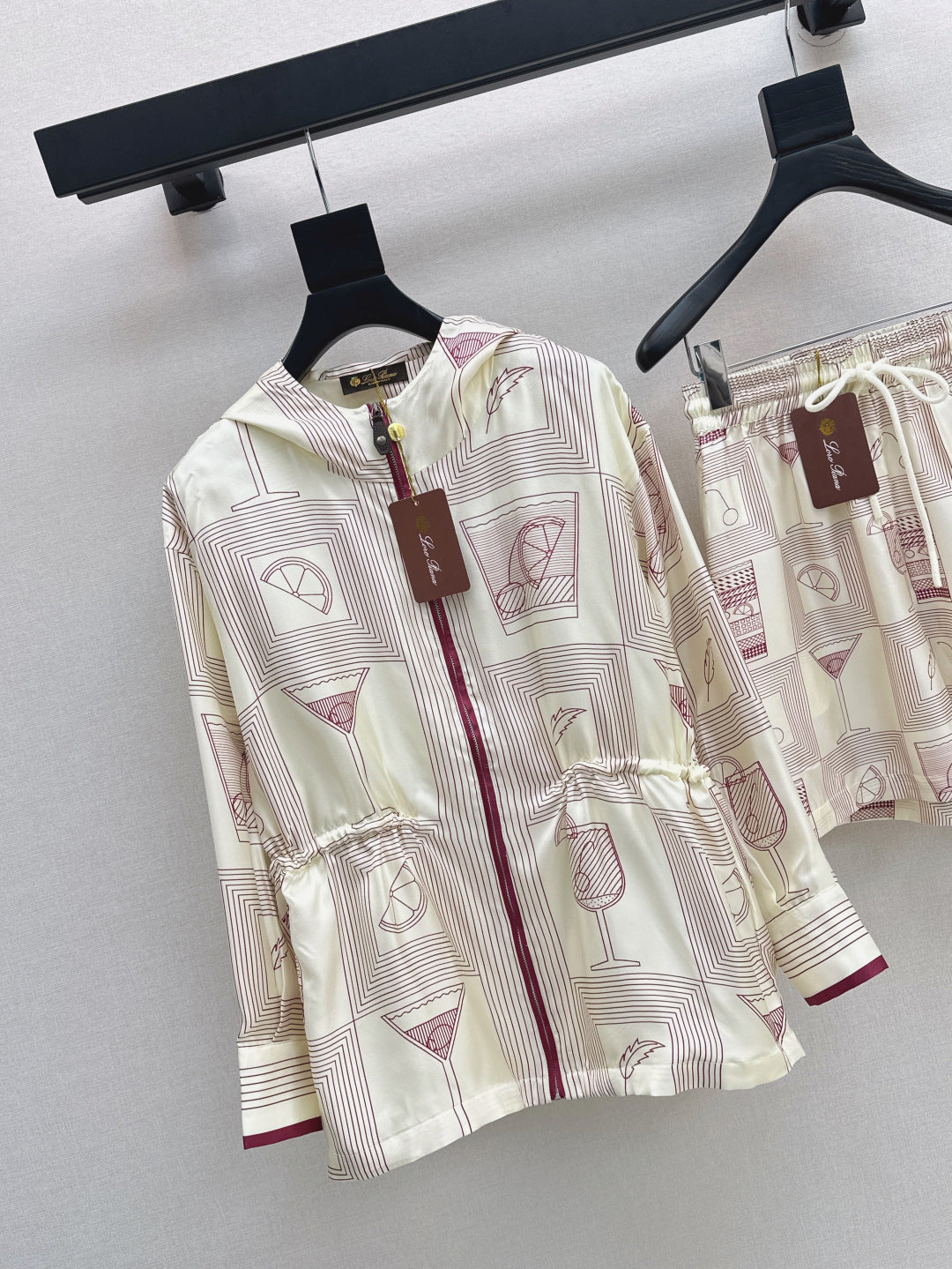 Lor*P 25ss printed silk jacket and shorts set