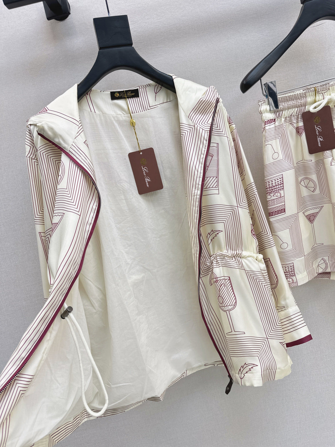 Lor*P 25ss printed silk jacket and shorts set