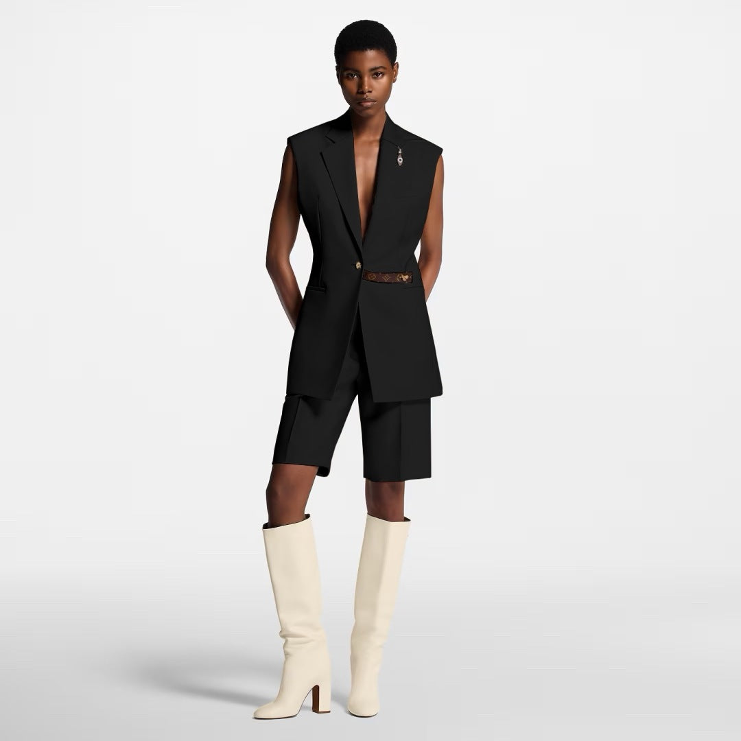 Loui* 25ss monogram accent sleeveless blazer