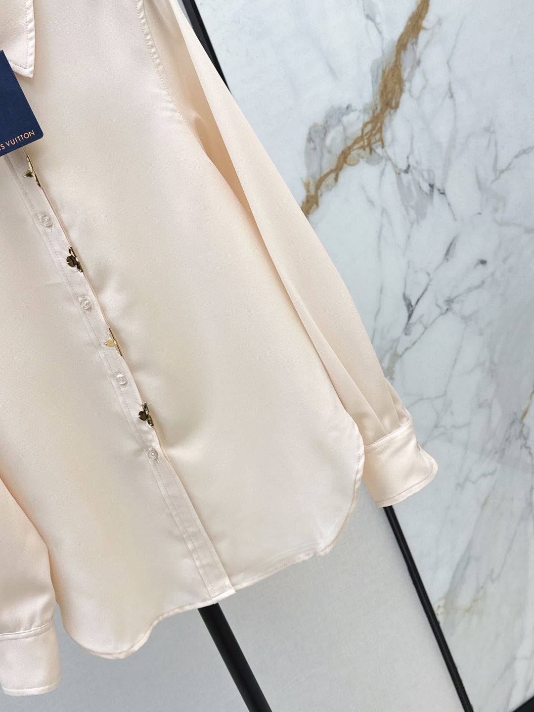Loui* golden monogram flower accent shirt