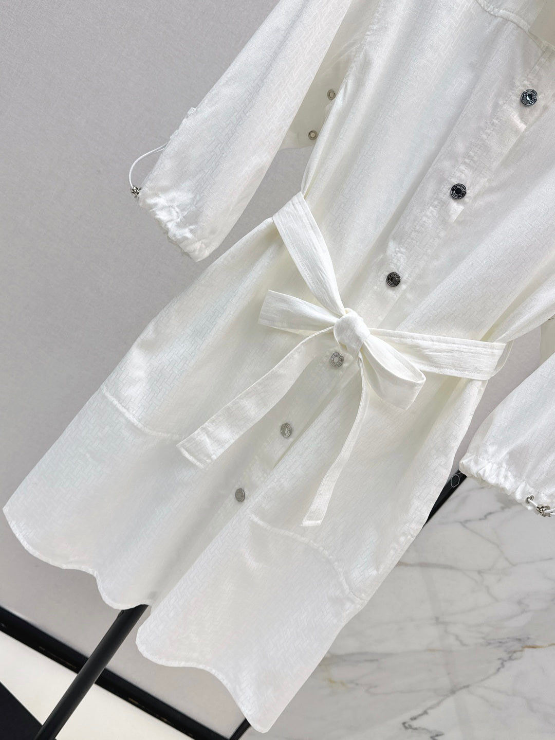 Herm* 25ss motif jacquard cotton shirt dress