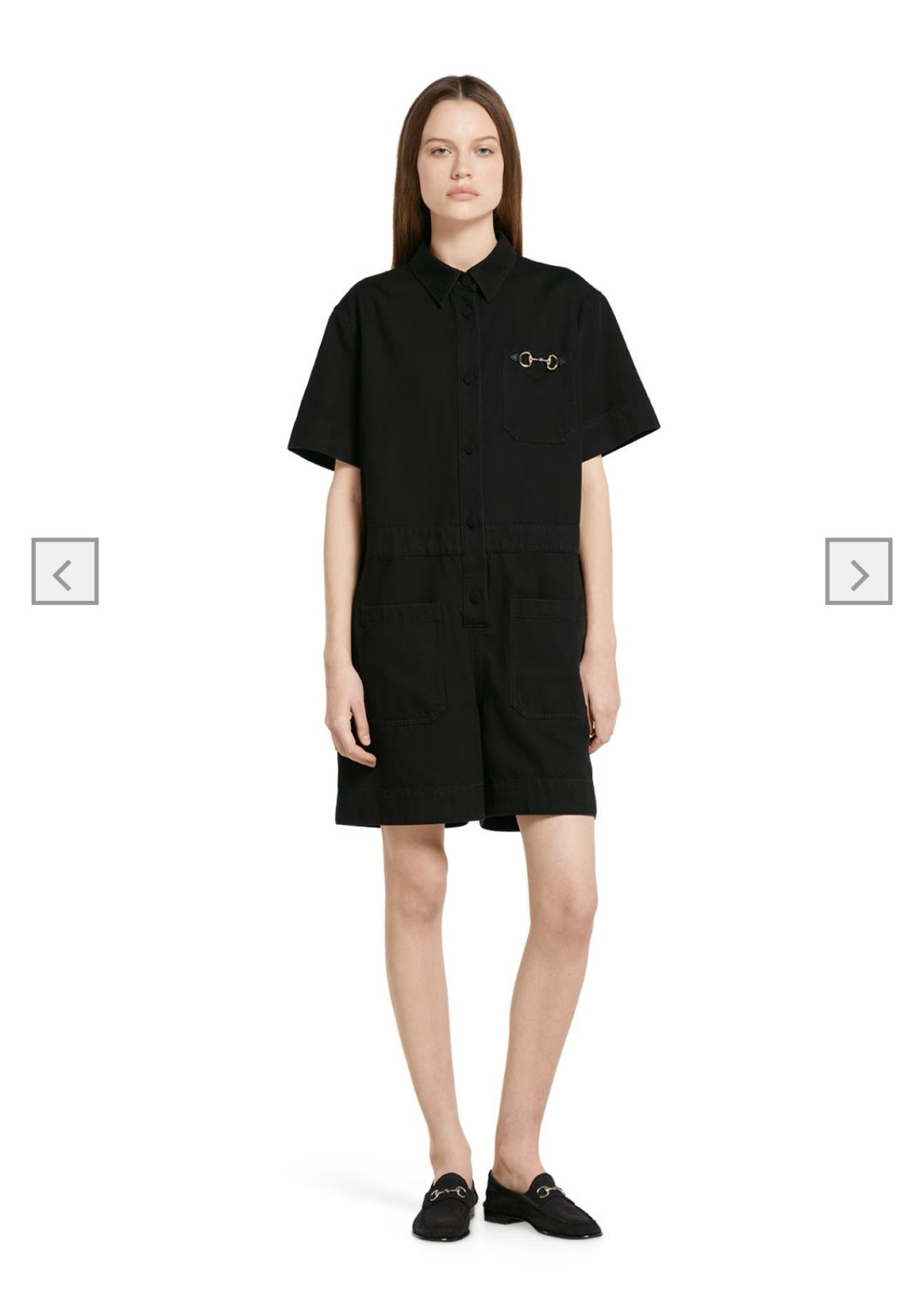 Gu* denim jumpsuit with horsebit