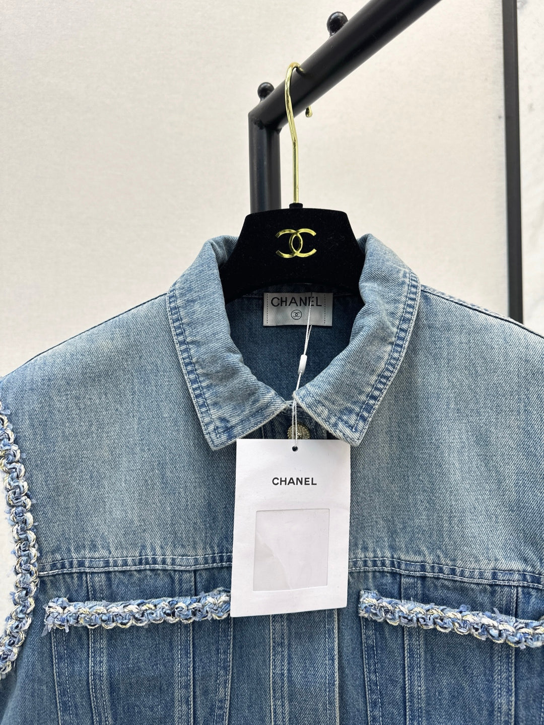 C*nel 25ss braided trim denim vest
