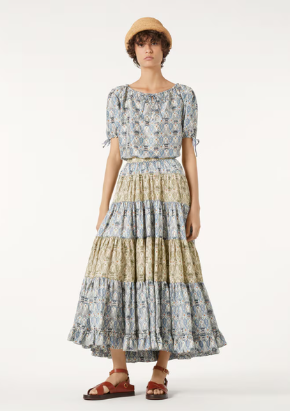 Lor*P 25ss thistle floral flared skirt