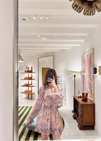 Zim* 25ss floral pattern silk jumpsuit