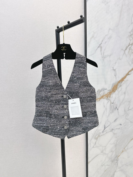 C*nel 25ss rhinestone Halter vest
