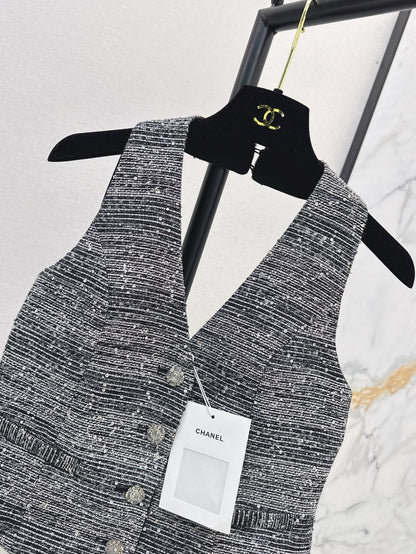 C*nel 25ss rhinestone Halter vest