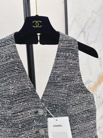 C*nel 25ss rhinestone Halter vest