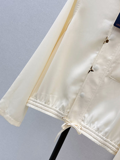 Loui* 25ss Stand collar drawstring waist shirt