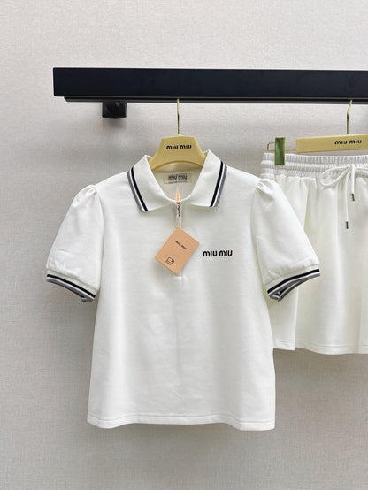 M*u 25ss Polo collar top + mini skirt set