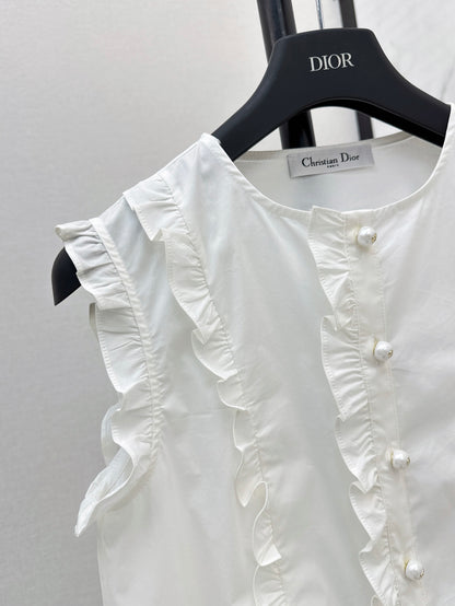 D*r 25ss Sleeveless shirt with ruffle trim