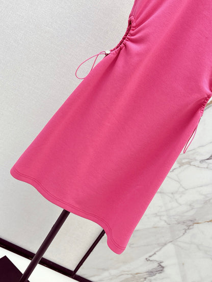M*u 25ss Embroidered drawstring waist dress