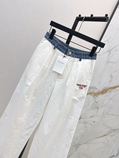Wang* 25ss Denim waist panel wide-leg pants