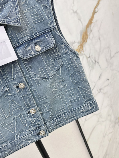 C*nel 25ss  denim cropped vest