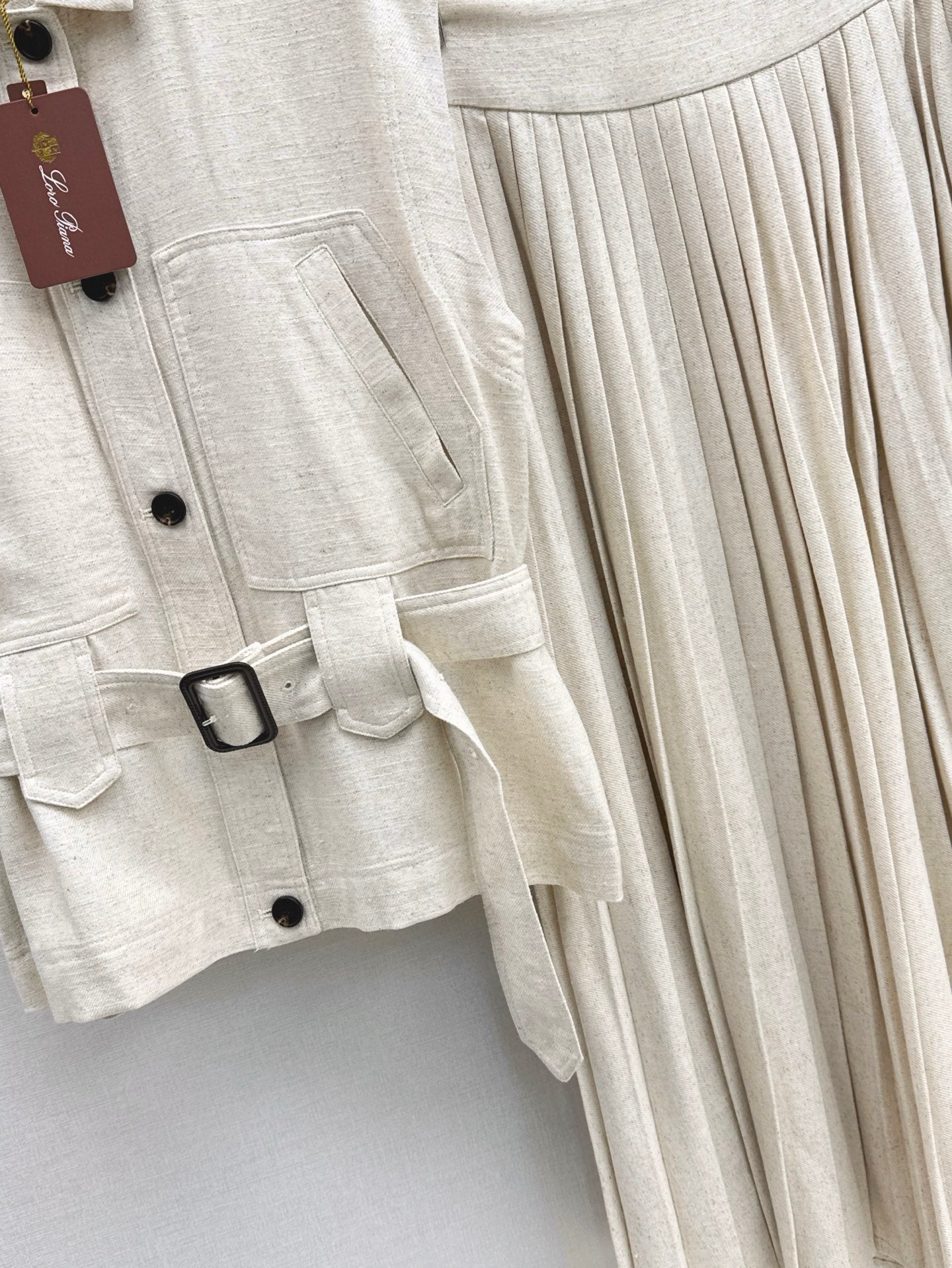 Lor*P belted vest + pleated skirt set