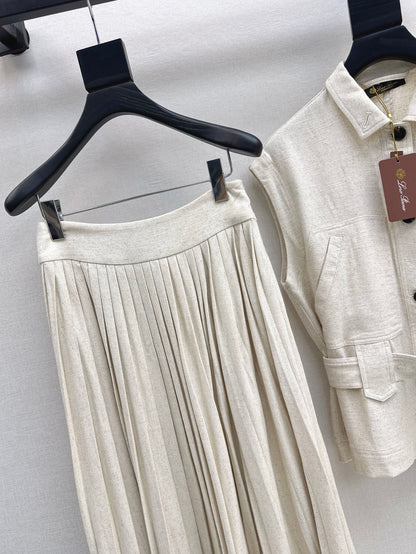 Lor*P belted vest + pleated skirt set