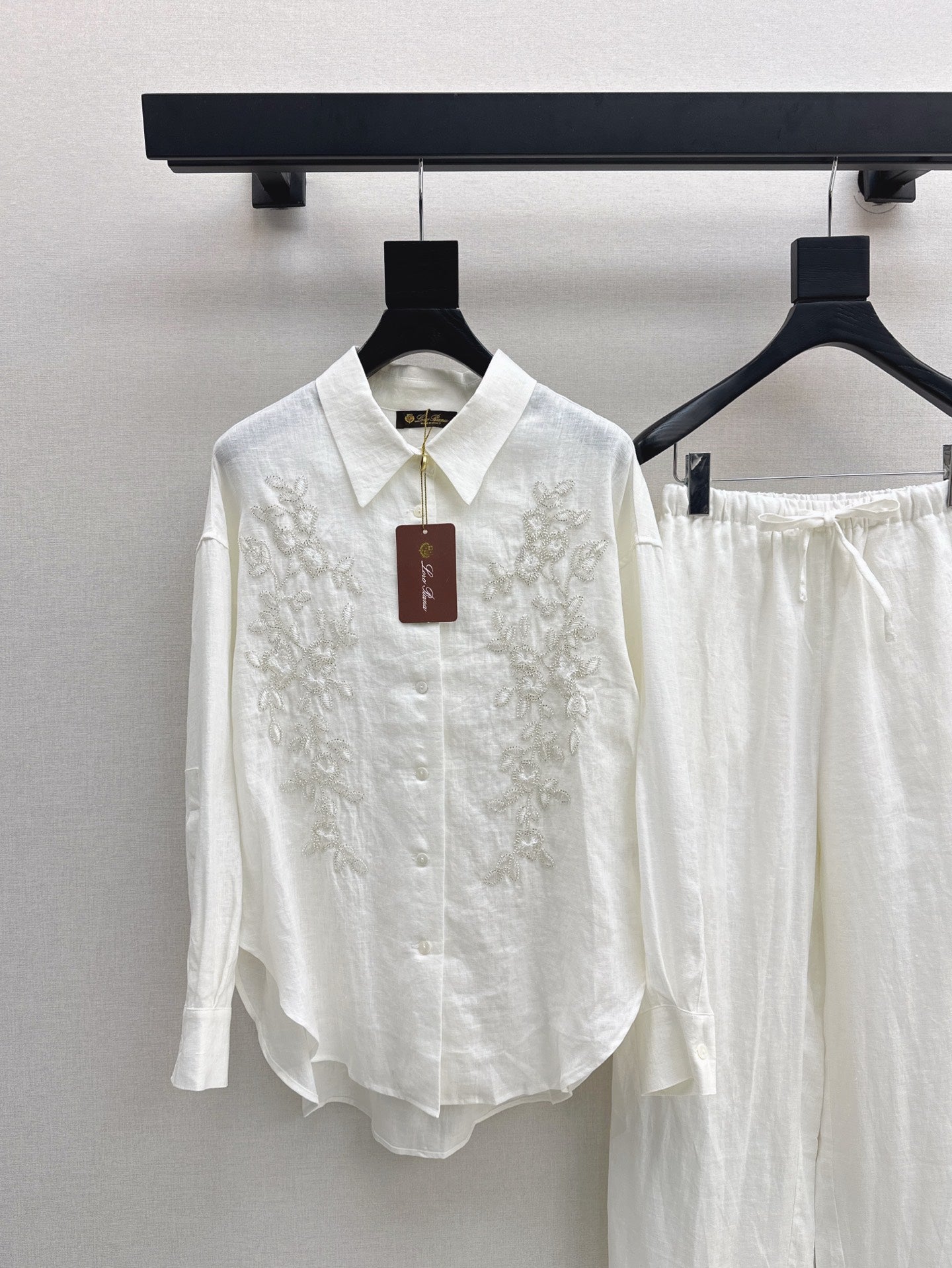 Lor*P beaded shirt + linen pant set