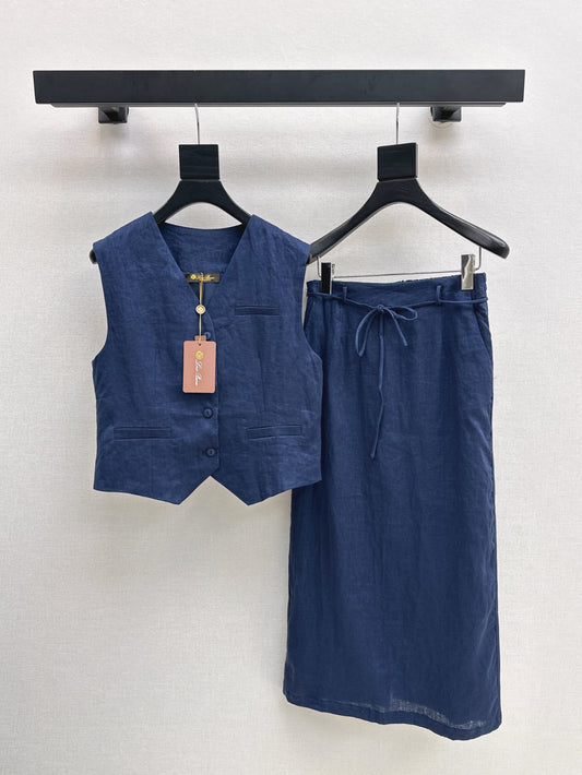 Lor*P 25ss linen vest+skirt suit
