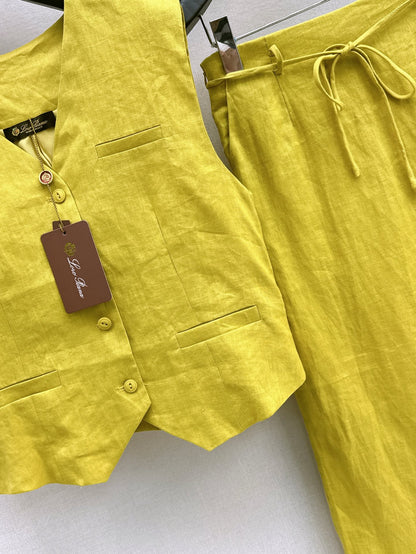 Lor*P 25ss linen vest+skirt suit