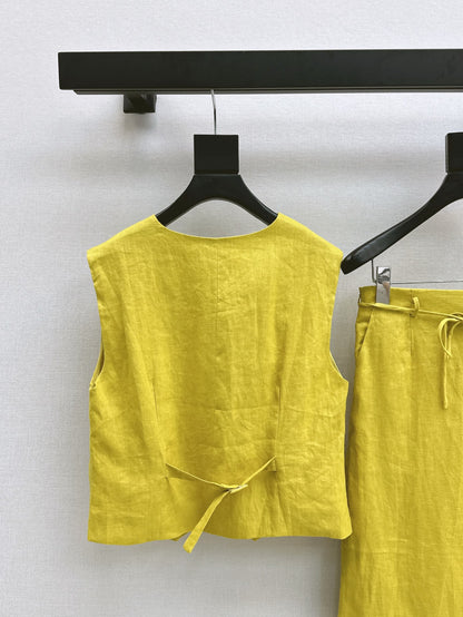 Lor*P 25ss linen vest+skirt suit