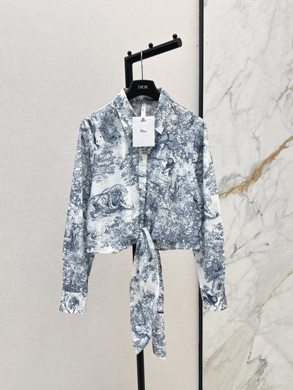 D*r 25ss print cropped tied shirt