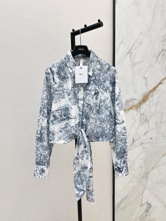 D*r 25ss print cropped tied shirt