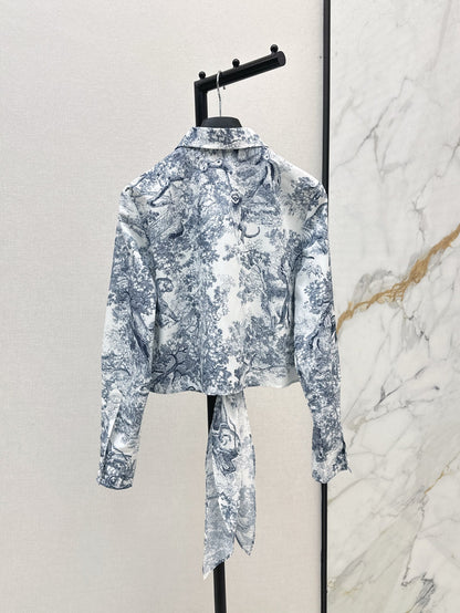 D*r 25ss print cropped tied shirt