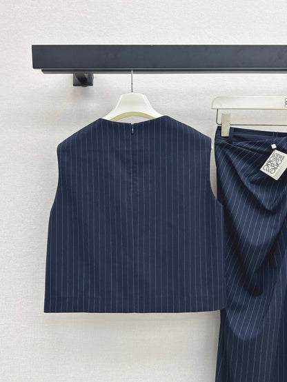 Loe* 25ss Draped Striped Skirt Suit