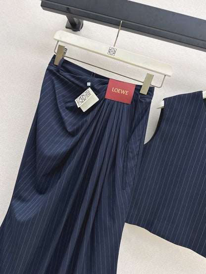 Loe* 25ss Draped Striped Skirt Suit