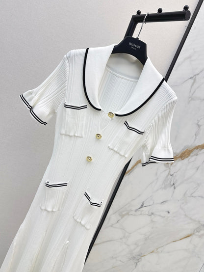 Balm* gold buttons long knit dress