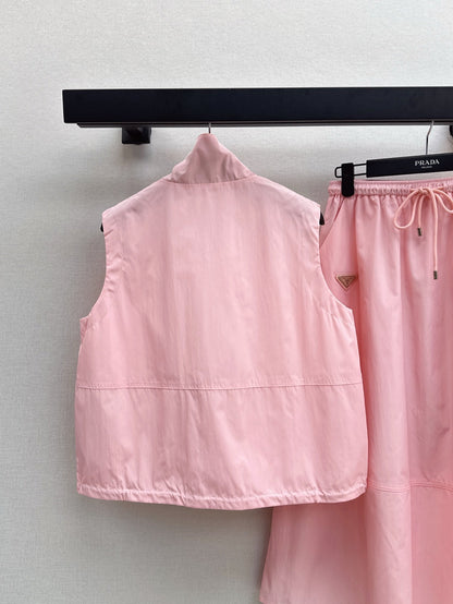 Pra* 25ss sleeveless jacket and skirt suit