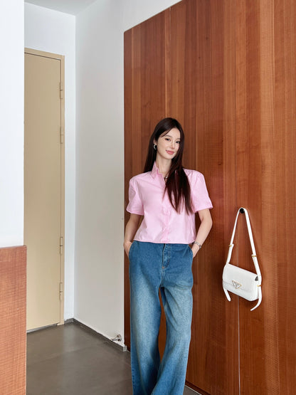 Pra* 25ss cropped cotton shirt