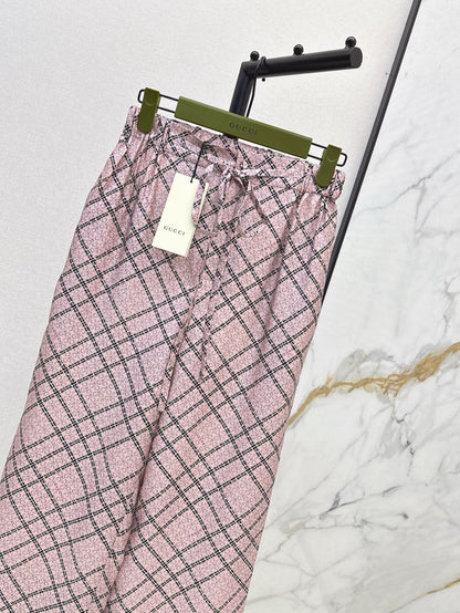 Gu* 25ss chain printed silk pants