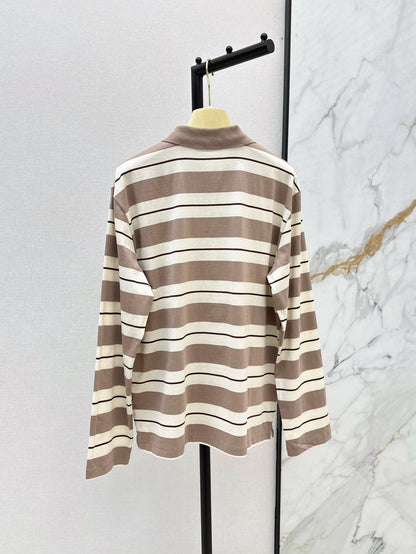 M*u 25ss striped long-sleeve polo shirt