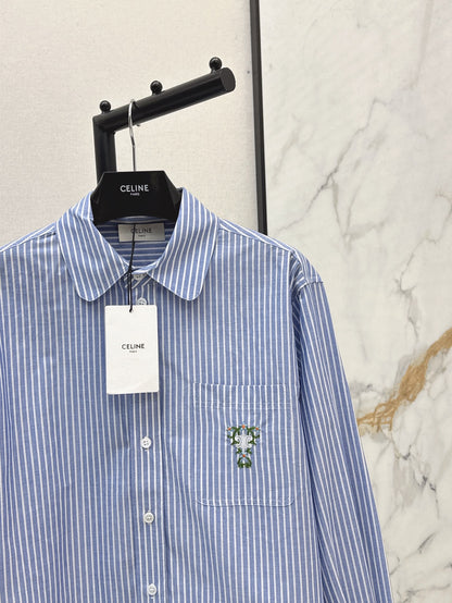 Cel* 25ss embroidered check shirt
