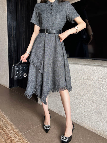 D*r 25ss irregular hem belted dress