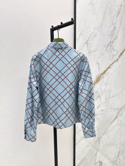 Gu* 25ss printed twill silk shirt