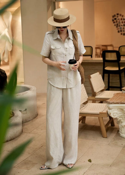 Lor*P 25ss workwear style linen shirt suit