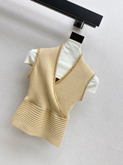 Balm* 25ss beaded sleeveless knitted top