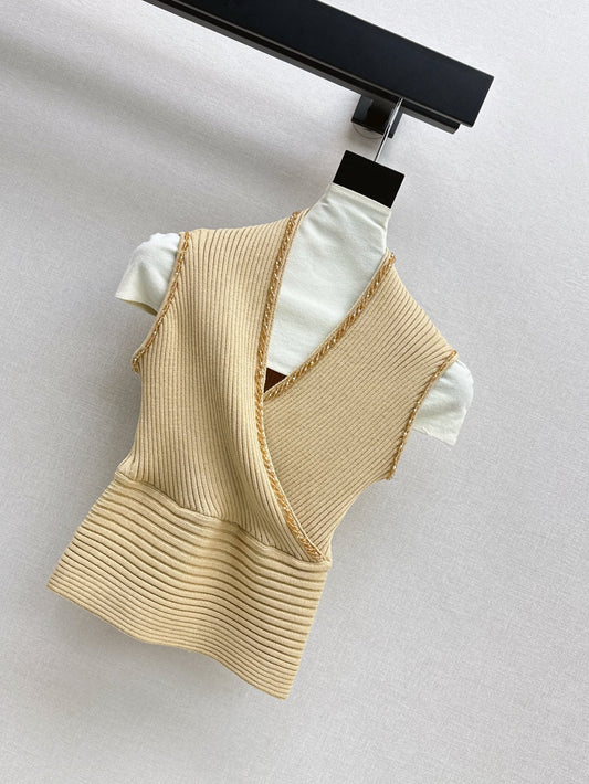 Balm* 25ss beaded sleeveless knitted top